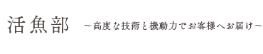 活魚部　高度な技術と機動力でお客様へお届け