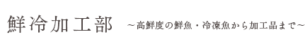 鮮冷加工部　高鮮度の鮮魚・冷凍魚から加工品まで